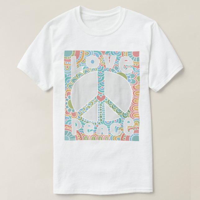 PEACE SIGN LIEBE 1960er 1970er Shirt Gefärbte Kraw (Design vorne)