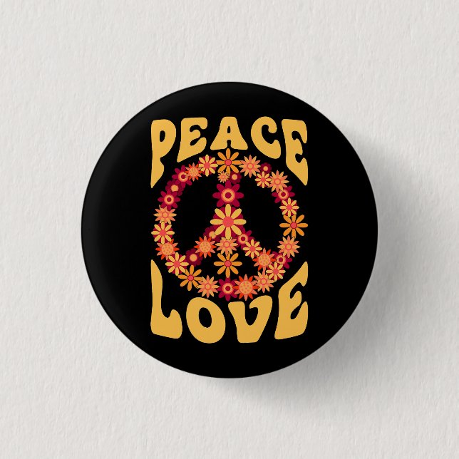 Peace Sign Liebe 60er 70er Costume Groovy Hippie i Button (Vorderseite)