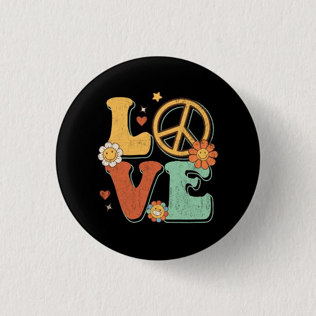 Peace Sign Liebe 60er 70er Costume Groovy Hippie i Button (Vorderseite)