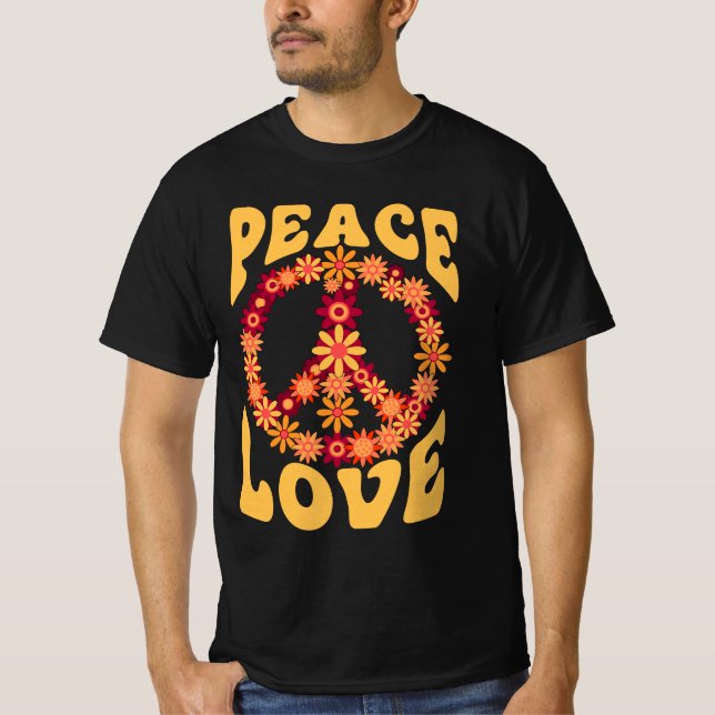 Peace Sign Liebe 60er 70er Costume Groovy Hippie i T-Shirt (Vorderseite)