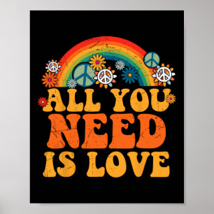 Peace Sign Liebe 60er 70er Gefärbte Krawatte Hippi Poster
