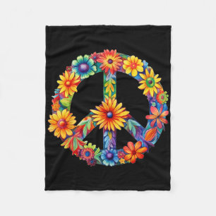 Peace Sign Liebe 60er 70er Groovy Hippie Kostümhal Fleecedecke