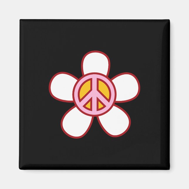 PEACE SIGN LIEBE 60er 70er Groovy Hippie Kostümhal Magnet (Vorne)