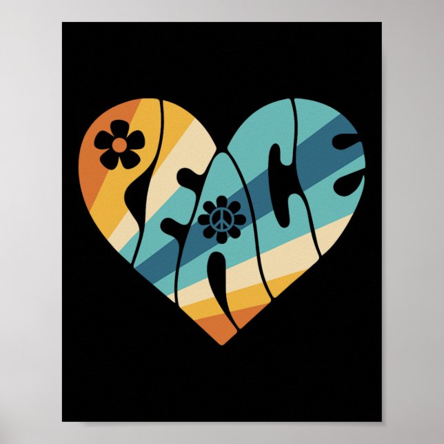 PEACE SIGN LIEBE 60er 70er Groovy Hippie Kostümhal Poster (Vorne)
