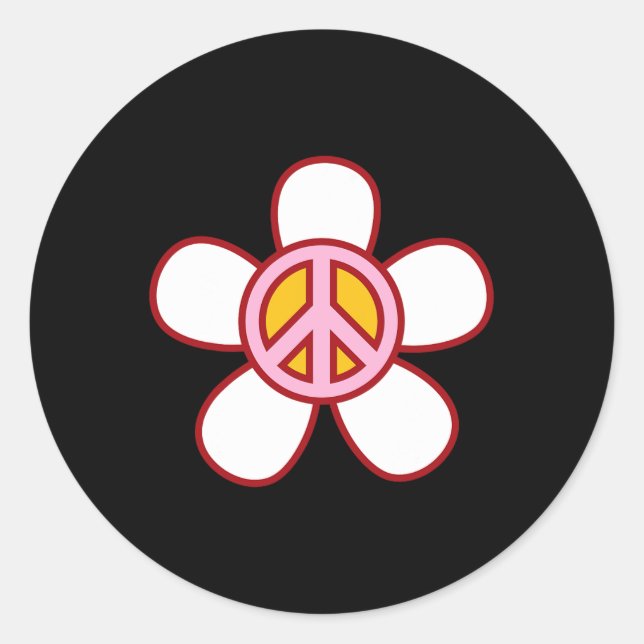 PEACE SIGN LIEBE 60er 70er Groovy Hippie Kostümhal Runder Aufkleber (Vorderseite)