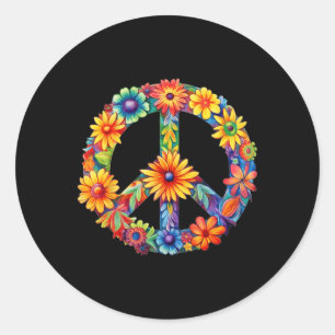 Peace Sign Liebe 60er 70er Groovy Hippie Kostümhal Runder Aufkleber