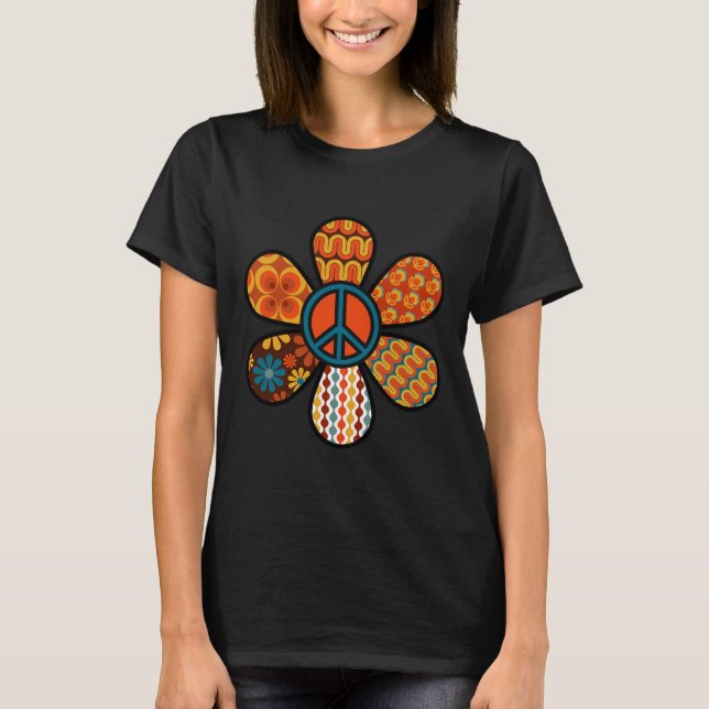 PEACE SIGN LIEBE 60er 70er Groovy Hippie Kostümhal T-Shirt (Vorderseite)