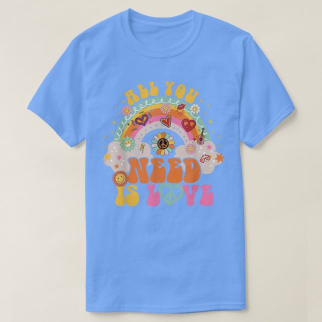 PEACE SIGN LIEBE 60er 70er Hippie Groovy Vibes Hal T-Shirt (Design vorne)