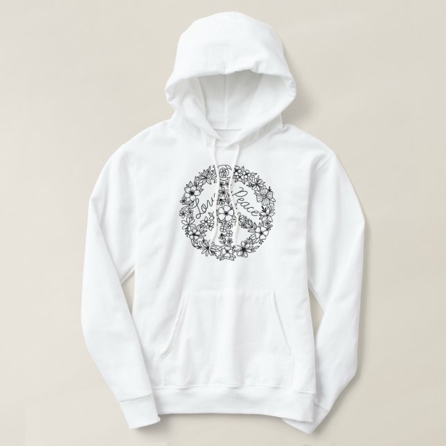 PEACE SIGN LIEBE 60er 70er Hippie Halloween Kostüm Hoodie (Design vorne)