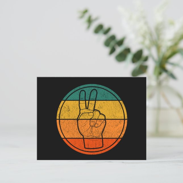 Peace Sign Liebe 60er 70er Tye Die Hippie Costume Postkarte (Stehend Vorderseite)