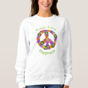 Peace Sign Liebe & Happy auf White Sweatshirt