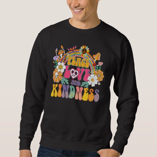 PEACE SIGN LOVE 60s 70 Hippie Groovy Vibes Hallowe Sweatshirt (Vorderseite)