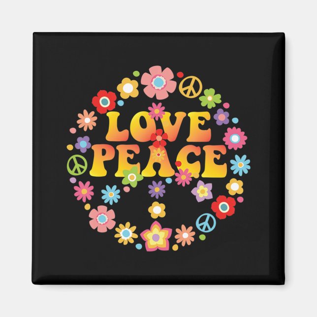 PEACE SIGN LOVE  60s 70s Tie Die Hippie Costume   Magnet (Vorne)