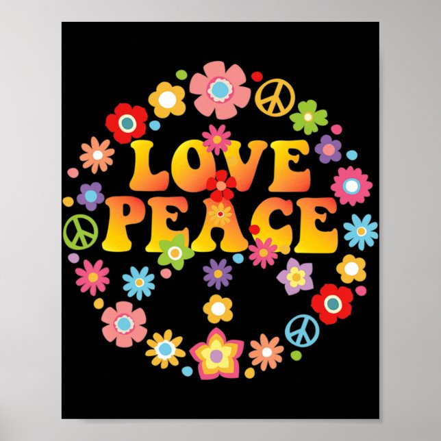 PEACE SIGN LOVE 60s 70s Tie Die Hippie Kostüm Poster (Vorne)