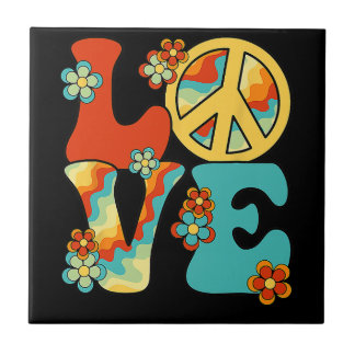 PEACE SIGN LOVE 60s 70s Tie Dye Hippie Halloween C Fliese