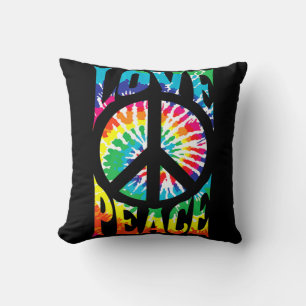 Peace Sign Love 60S 70S Tie Dye Hippie Kostüm Kissen