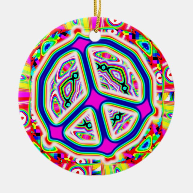 Peace Sign Mandala Keramik Ornament (Vorne)