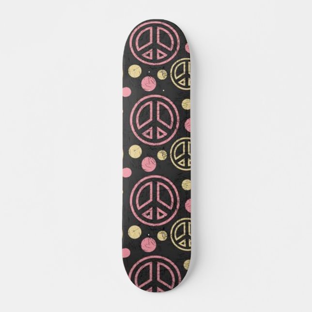 Peace Sign mit Polka Dots Skateboard (Vorne)