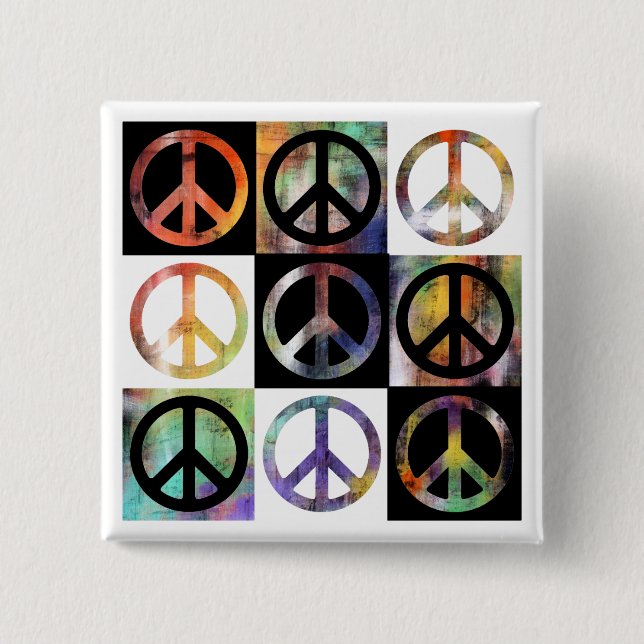 Peace Sign Mosaik Button (Vorderseite)