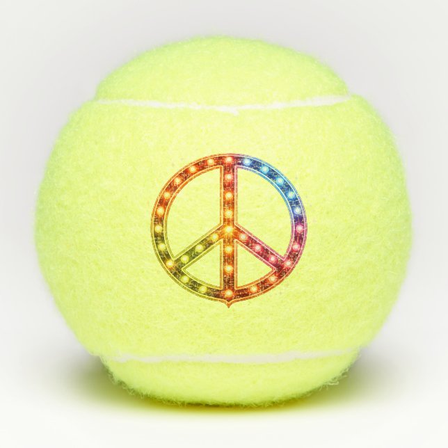 Peace Sign Neon Lights Tennisbälle (Vorderseite)