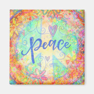Peace Sign Pastell farbenfrohe Blumeninspirivität Magnet