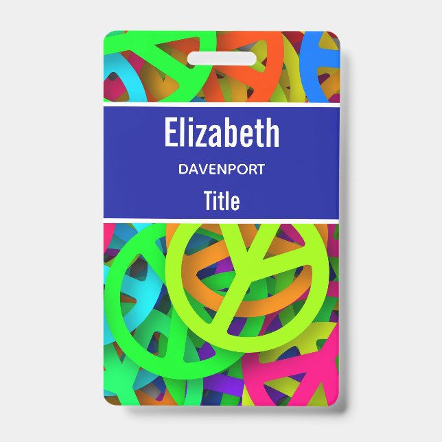 Peace Sign Pattern Groovy 60er Jahre Vibe Ausweis (Front)