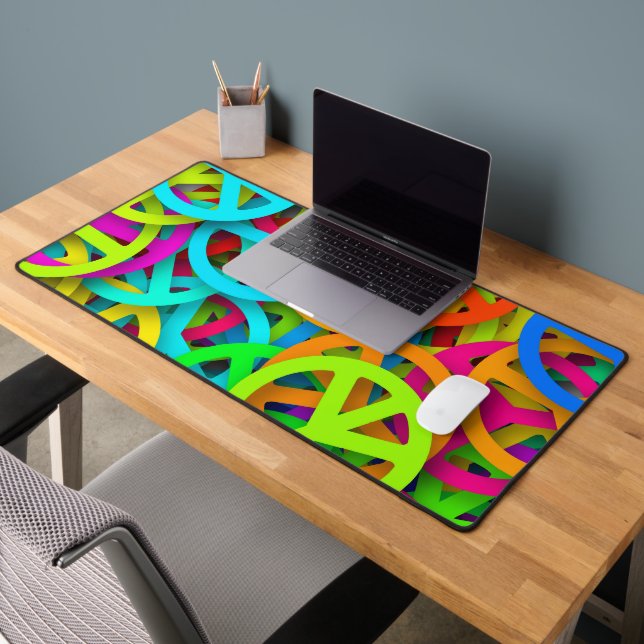 Peace Sign Pattern Groovy 60er Jahre Vibe Schreibtischunterlage (Büro 2)