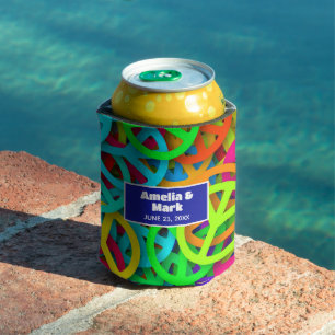 Peace Sign Pattern Groovy 60ties Vibe Wedding Dosenkühler