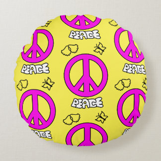 PEACE SIGN PATTERN, RUNDES KISSEN