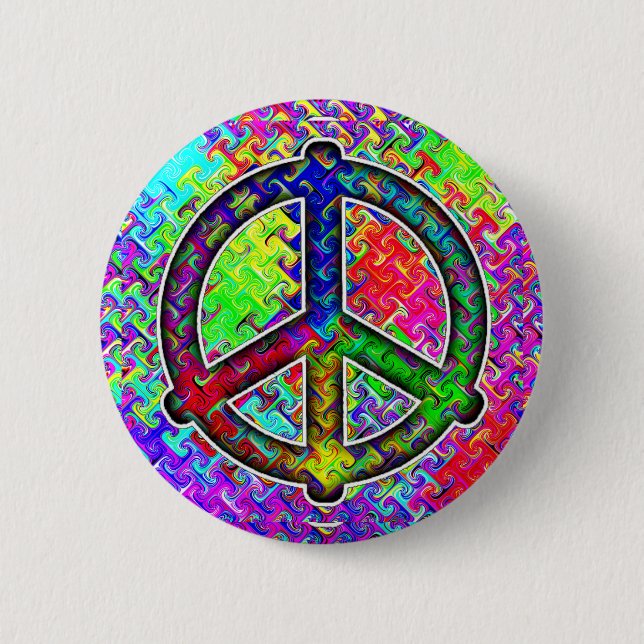 Peace Sign - Pattern Verzerrung Button (Vorderseite)