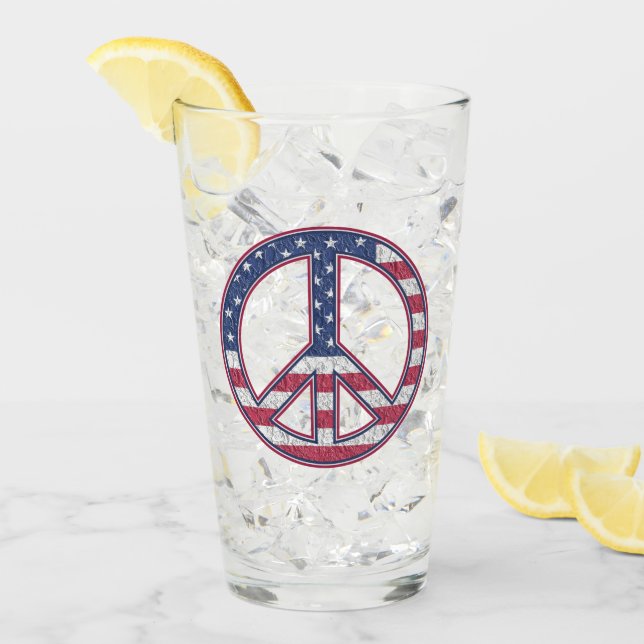Peace Sign Pint Trinkglas Glas (Vorderseite Ice)