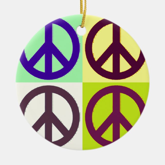 Peace Sign Pop Art Keramik Ornament (Vorne)