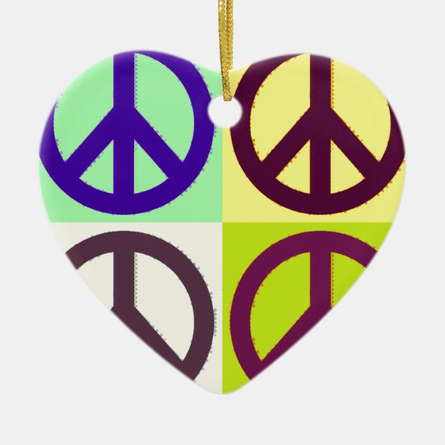 Peace Sign Pop Art Keramikornament (Vorne)