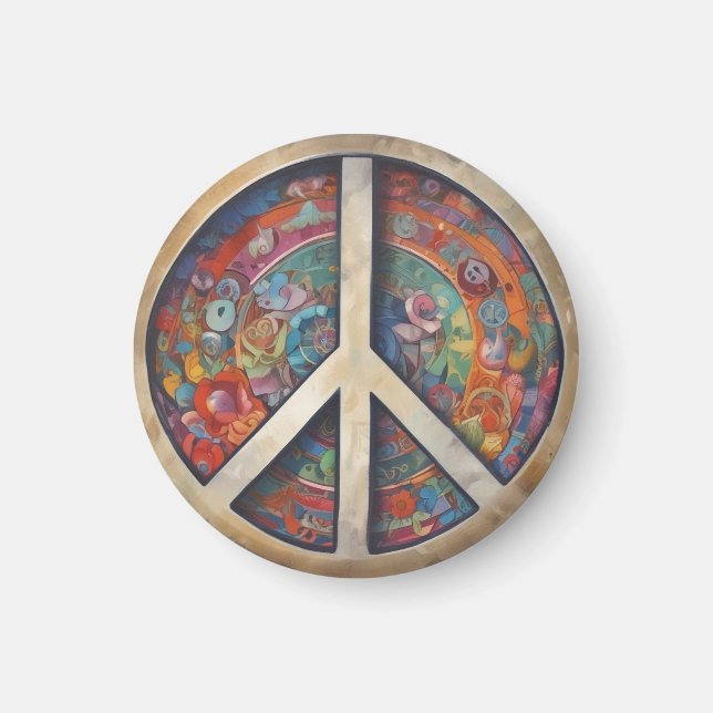 Peace Sign Pop Art Magnet (Vorne)