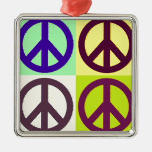 Peace Sign Pop Art Ornament Aus Metall