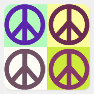 Peace Sign Pop Art Quadratischer Aufkleber