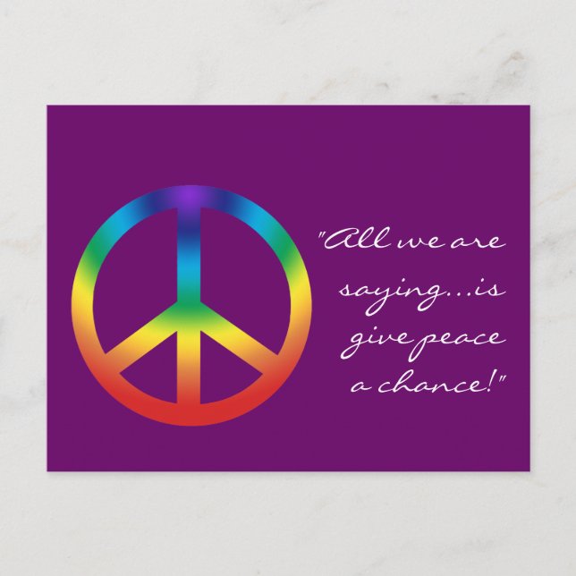 Peace Sign Postcard - Ihr Text & Farbe Postkarte (Vorderseite)