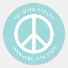 Peace Sign Retro Türkise Address Label Runder Aufkleber