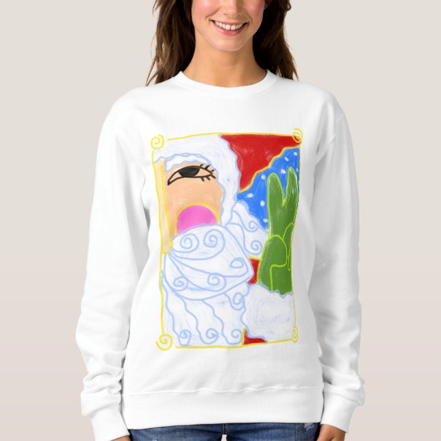 Peace Sign Santa Abstrakt Art Sweatshirt (Vorderseite)