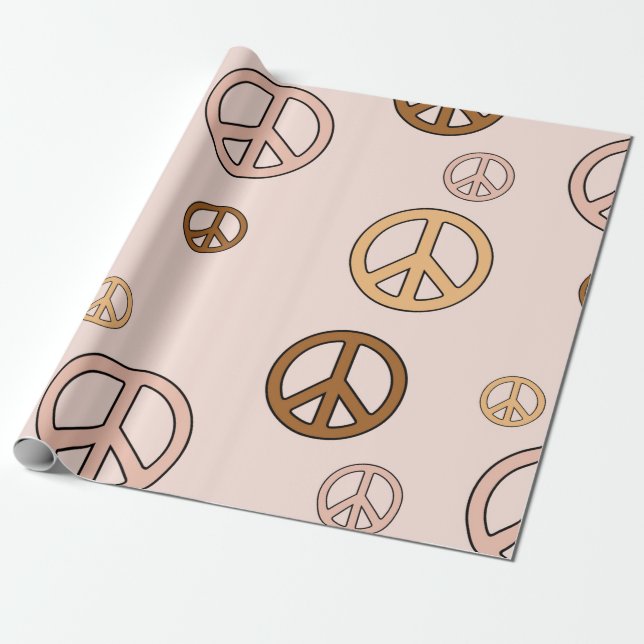 PEACE SIGN STAINLESS GROOVY HIPPIE DESIGN GESCHENKPAPIER (Ungerollt)