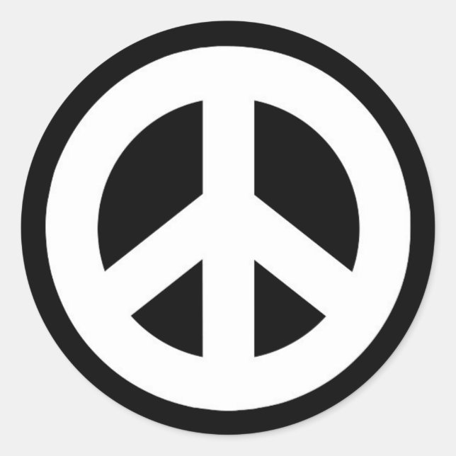 Peace Sign Sticker - Weiß auf Schwarz (Vorderseite)