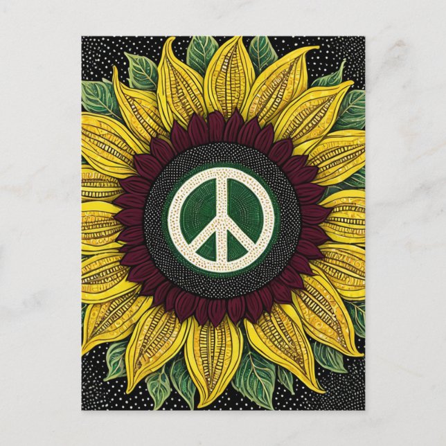 Peace Sign Sunflower Postkarte (Vorderseite)
