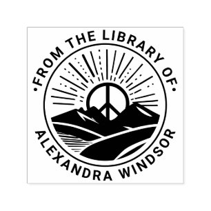 Peace Sign Sunrise Mountains Library Name Permastempel