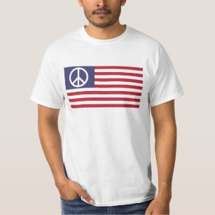 Peace Sign Symbol Stars & Stripes American Flag T-Shirt