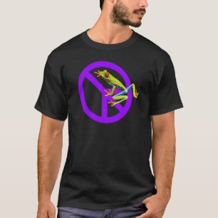 Peace Sign Tree Frog Lila Green T-Shirt