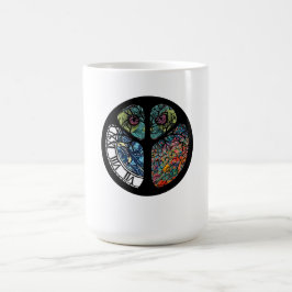 Peace Sign Tree Owl farbenfrohe Gestaltung Verwandlungstasse