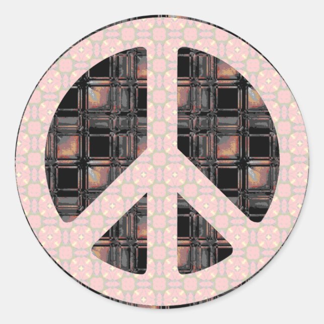 Peace Sign Trendy Runder Aufkleber (Vorderseite)