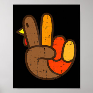Peace Sign Turkey Hand Cooler Erntedank Hippie Me Poster