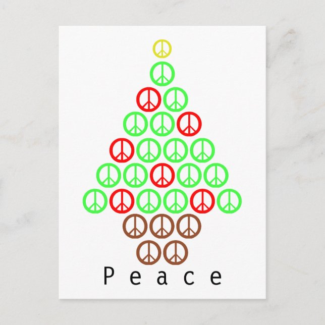 Peace Sign Weihnachtsbaum Feiertagspostkarte (Vorderseite)
