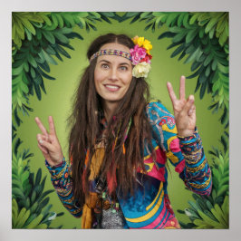 Peace Signs Long Hair Woman Poster
